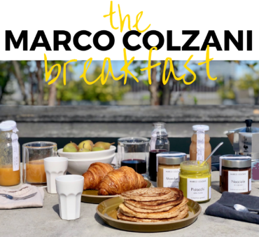 Italian breakfast with Marco Colzani pear peach and blueberry nectars