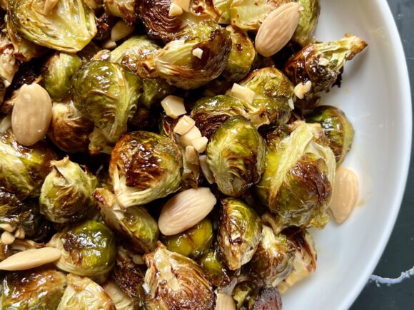 balsamic brussels sprouts with pizzuta almonds