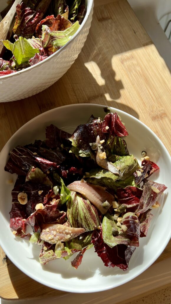 radicchio salad with anchovies capers, hazelnuts valpolicella wine vinegar